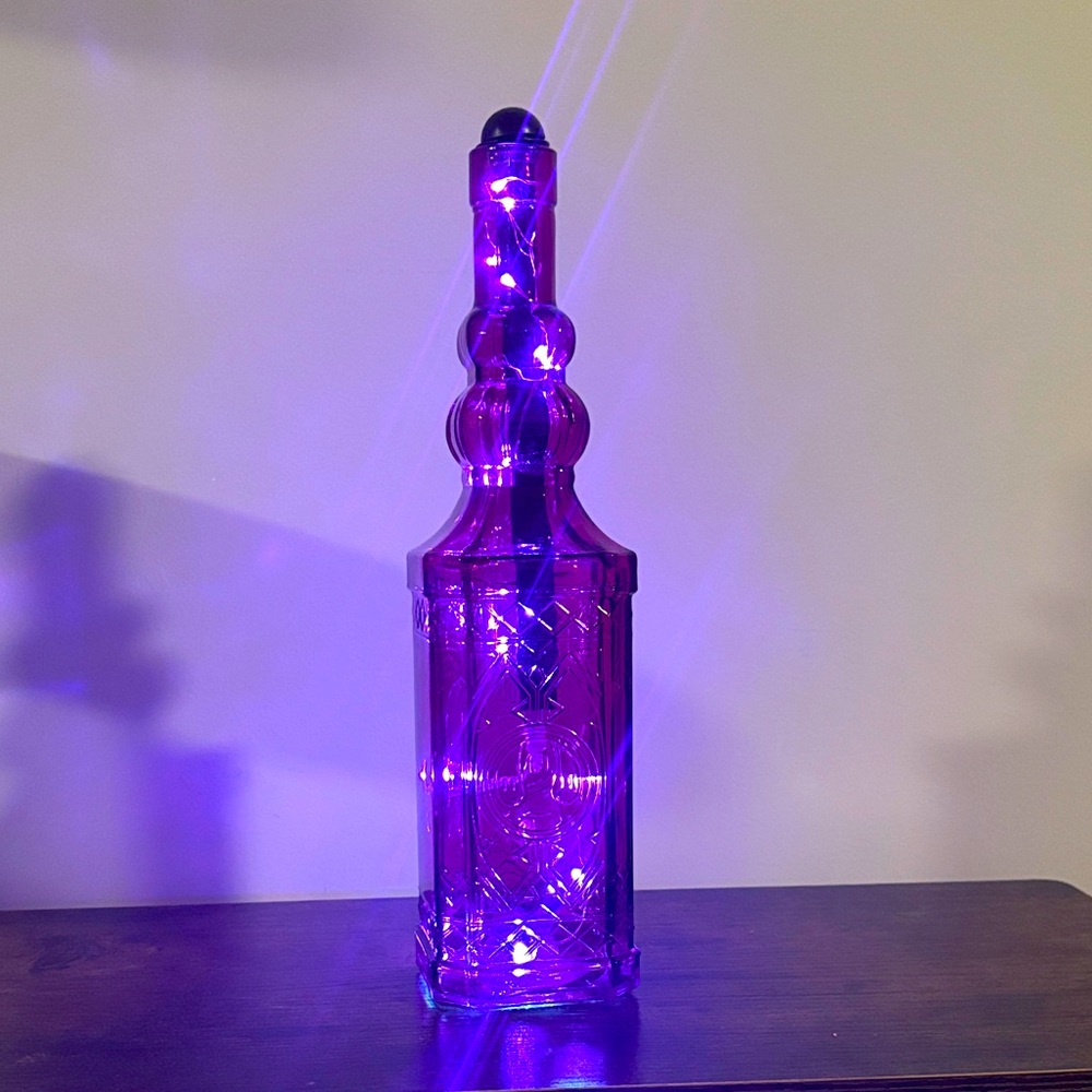 Light Up Fuchsia Glass Fairy Lights Decorative Home Accent Glass Bottle Pink